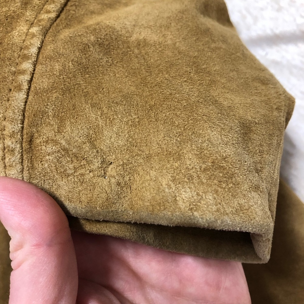 Eddie Bauer Seattle Suede Jacket with Patterned Satin Lining Leather Y2K Outdoor - Picture 4 of 15